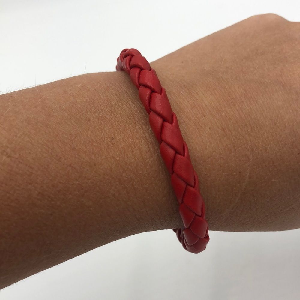 Red Braided Bracelet with silver safely clasp.
